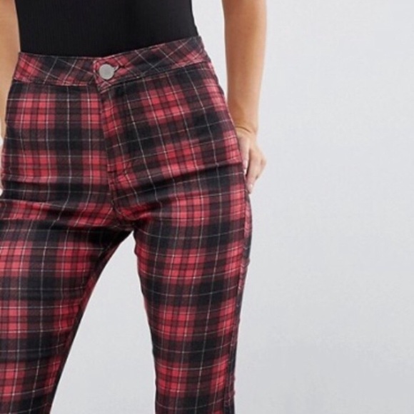 ASOS Denim - ASOS Denim High waist plaid skinny jeggings.